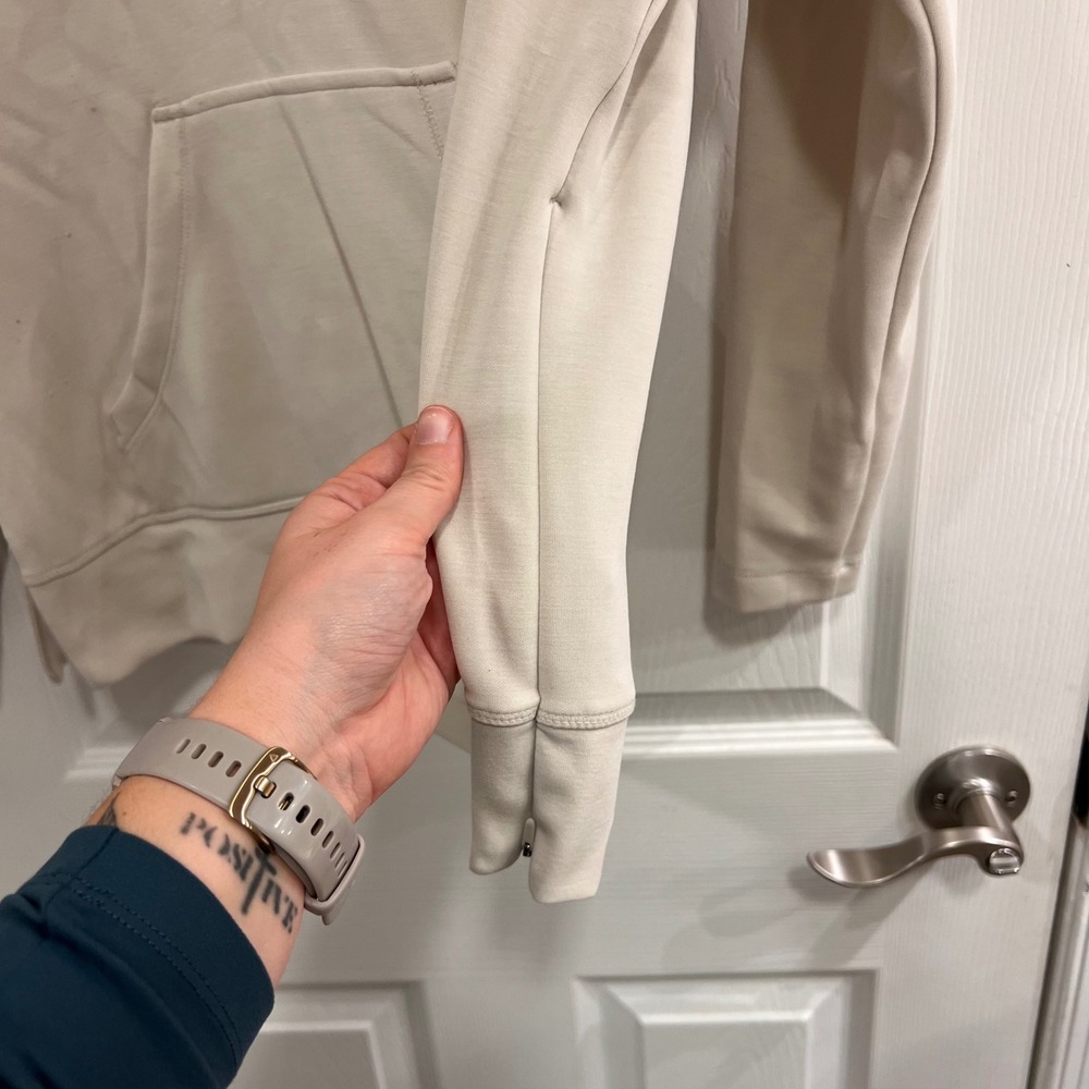 VSX Victoria's Secret Women XS Cream Quarter Zip Pullover Sweatshirt Side Zips - Picture 6 of 10